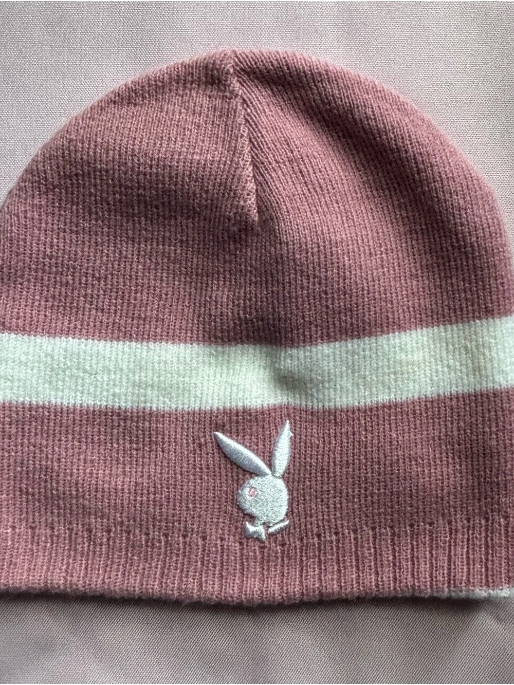 PLAYBOY Bunny Pink and Cream Knit Reversible Beanie